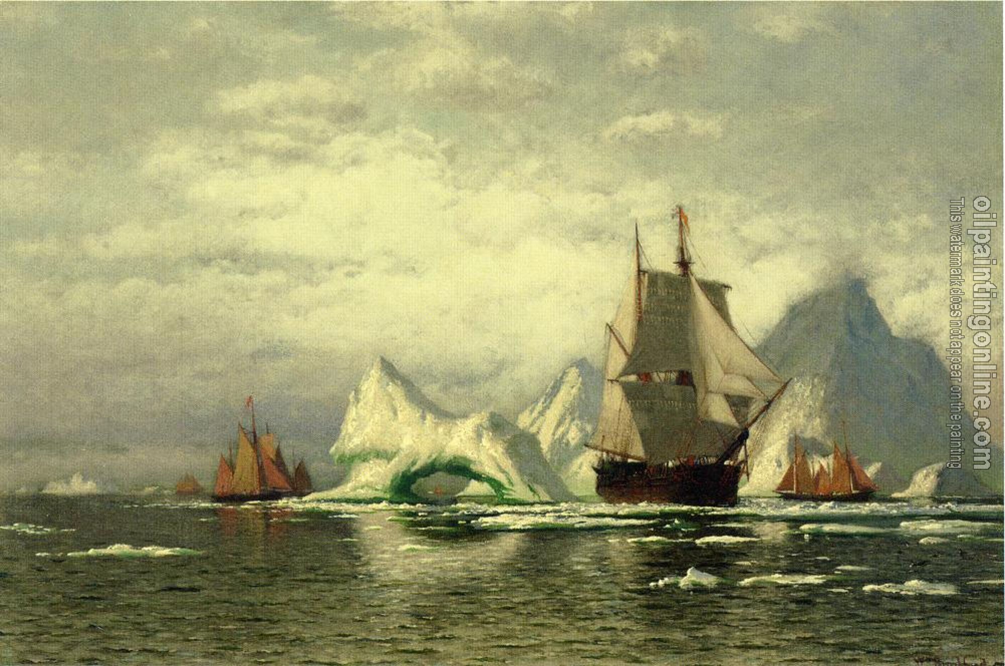 William Bradford - Arctic Whaler Homeward Bound Among the Icebergs
